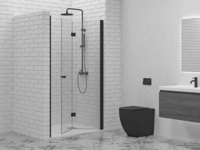 Πτυσσόμενη πόρτα ντουζιέρας με κρύσταλλο ασφαλείας S7 CL Black Matt 60 x 200 cm.