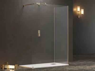 Διαχωριστικό ντουζιέρας με κρύσταλλο Διαφανές ασφαλείας Walkin W4 Gold 150 x 100 cm.