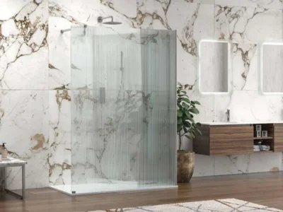 Διαχωριστικό ντουζιέρας με κρύσταλλο Fluted ασφαλείας Walkin W4 Chrome 140 x 100 cm.