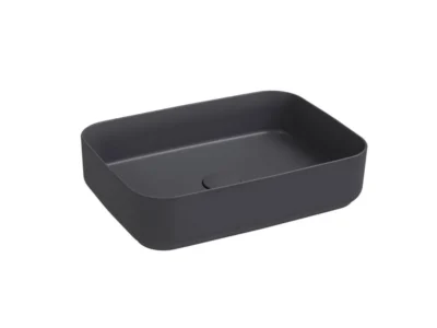 Επιτραπέζιος νιπτήρας μπάνιου, Χωρίς υπερχείλιση από Υαλώδη πορσελάνη Punto Antracita Matt 34050-421 50 x 36 cm.