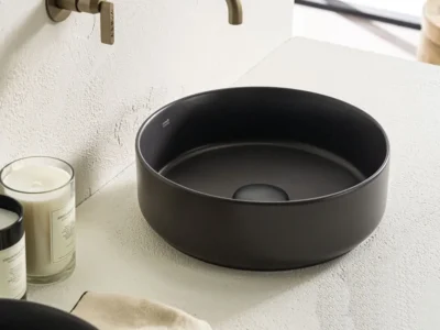 Επιτραπέζιος νιπτήρας μπάνιου, Χωρίς υπερχείλιση από Υαλώδη πορσελάνη Etna Antracita Matt 34036-421 36 x 36 cm.