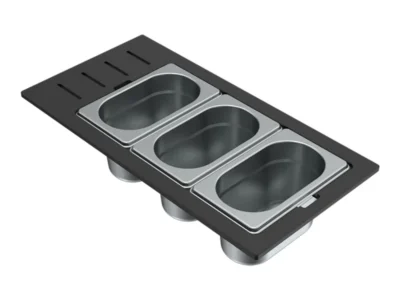 Τριπλό Μεταλλικό μπωλ νεροχύτη Elleci Sintesi Drane-19 Inox Matt.