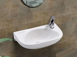 Επιτoίχιος νιπτήρας μπάνιου από Υαλώδη πορσελάνη Bianco 39040-300 41 x 26 cm.