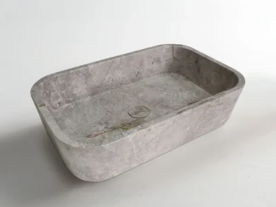 Επιτραπέζιος πέτρινος νιπτήρας μπάνιου Gaia Tundra Grey DS-60-423 60 x 38 cm.