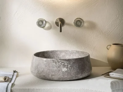 Επιτραπέζιος πέτρινος νιπτήρας μπάνιου Opus Tundra Grey DR-42-423 42 x 42 cm.