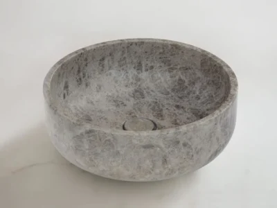 Επιτραπέζιος πέτρινος νιπτήρας μπάνιου Thalo Emperador Pale DR-33-524 Φ33 cm.