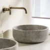 Επιτραπέζιος πέτρινος νιπτήρας μπάνιου Thalo Tundra Grey DR-39-423 Φ39 cm.