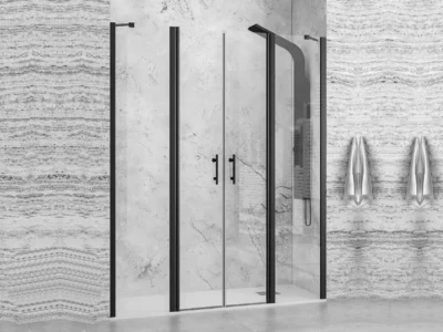 Καμπίνα ντουζιέρας από Τοίχο σε Τοίχο με Διαφανές Κρύσταλλο ασφαλείας Panex 700 CL Black Matt 175 cm.