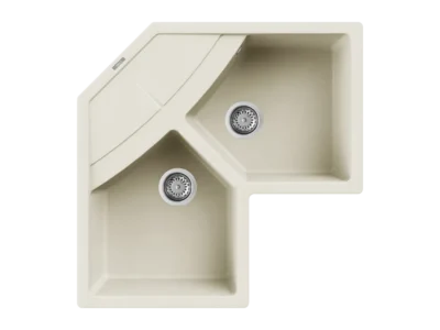 Γωνιακός Νεροχύτης Κουζίνας Elleci Unico Corner 83 x 83 cm σε απόχρωση Bianco Antico.