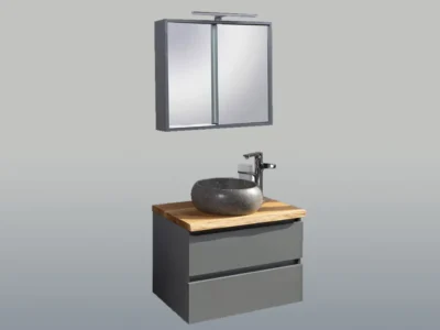 Έπιπλο μπάνιου Katarina 100 cm με επιτραπέζιο νιπτήρα Πέτρινο Φ40 cm.