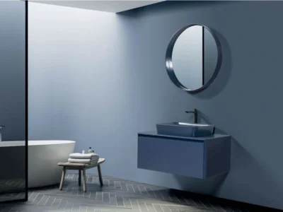 Έπιπλο μπάνιου Curved 100 cm με επιτραπέζιο νιπτήρα πορσελάνης 60 x 40 cm.