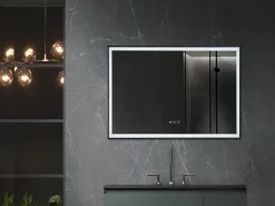 Καθρέφτης μπάνιου με Φωτισμό LED και μεταλλικό πλαίσιο Miroa 120 x 70 cm.