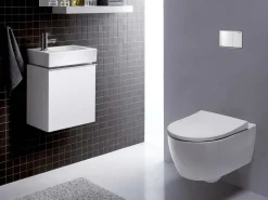 Κρεμαστή λεκάνη WC Τουαλέτας Geberit Icon 501664-00-1 53 cm από Υαλώδη πορσελάνη. Με κάλυμμα Soft Close. Συνδυάζεται με εντοιχιζόμενο καζάνι.