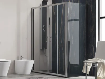 Ορθογώνια καμπίνα ντουζιέρας με Διαφανές κρύσταλλο ασφαλείας Flora N-600 REC 180 x 70 cm Διαφανής με 2 Συρόμενες Πόρτες και 1 Σταθερό πλαϊνό φύλλο.