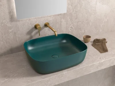 Επιτραπέζιος νιπτήρας μπάνιου Milos 49 x 39 cm Green Matt χωρίς υπερχείλιση.