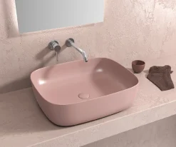 Επιτραπέζιος νιπτήρας μπάνιου Milos 49 x 39 cm Rosa Matt χωρίς υπερχείλιση.