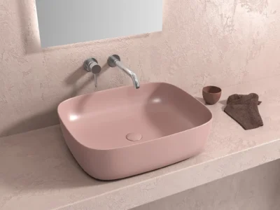 Επιτραπέζιος νιπτήρας μπάνιου Milos 49 x 39 cm Rosa Matt χωρίς υπερχείλιση.