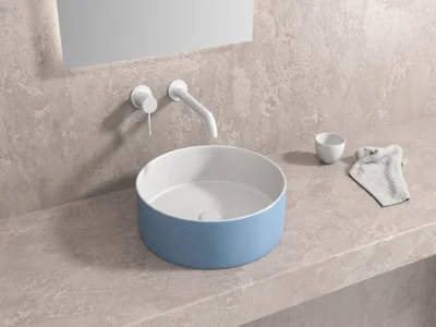 Επιτραπέζιος νιπτήρας μπάνιου LT-3134 35,50 x 35,50 cm Bianco Azzuro Matt χωρίς υπερχείλιση.