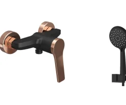 Μπαταρία Ντουζ Antare WNX338073PA-RG Black Matt / Rose Gold . Τοποθέτηση στον Τοίχο.