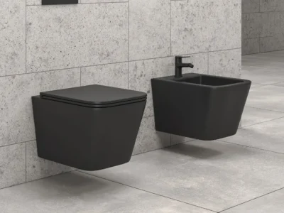 Κρεμαστή λεκάνη WC Τουαλέτας LT-057ER Rimless Black Matt 53 cm από Υαλώδη πορσελάνη.