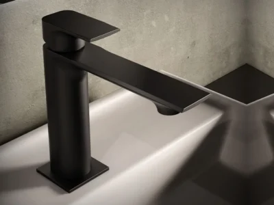 Επικαθήμενη Μπαταρία Νιπτήρα 1 οπής Teorema Slope 630911 Black Matt.