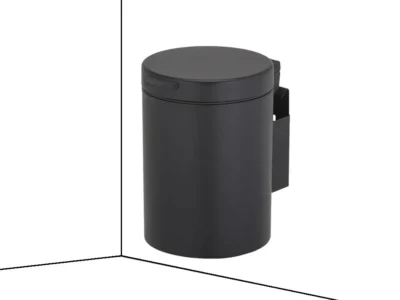 Μεταλλικό χαρτοδοχείο μπάνιου με επίτοιχη τοποθέτηση Geesa 644-400 Black Matt.