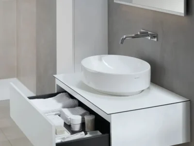 Επιτραπέζιος νιπτήρας μπάνιου από Υαλώδη πορσελάνη Geberit VariForm 500771 55 x 38 cm.