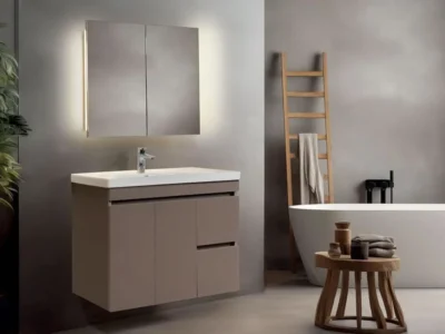 Έπιπλο μπάνιου Afroditi L 90cm με επικαθήμενο νιπτήρα Πορσελάνης 90 x 45 cm.