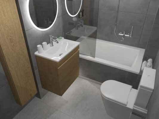 Ένα σύγχρονο και λειτουργικό μπάνιο προσαρμοσμένο στις ανάγκες του πελάτη.