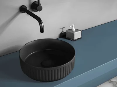 Επιτραπέζιος νιπτήρας μπάνιου Etna-S 33136-401 Black Matt 36x36cm.