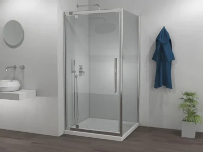Ορθογώνια καμπίνα ντουζιέρας με Διαφανές κρύσταλλο ασφαλείας Flow CL Pivot Corner Chrome 70x80cm