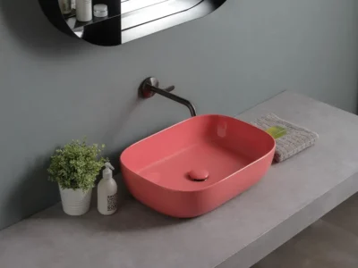 Επιτραπέζιος νιπτήρας μπάνιου Glam Glossy Peach 1804-820 56x39cm, χωρίς υπερχείλιση.