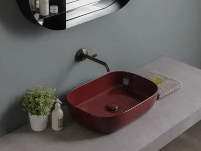 Επιτραπέζιος νιπτήρας μπάνιου Glam Glossy Cherry 1804-830 56x39cm, χωρίς υπερχείλιση.