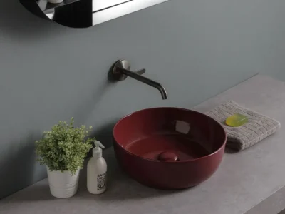Επιτραπέζιος νιπτήρας μπάνιου Glam Glossy Cherry 1807-830 39x39cm, χωρίς υπερχείλιση.
