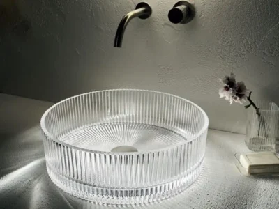 Γυάλινος νιπτήρας μπάνιου Ring-S VL-1040-000 40x40cm.