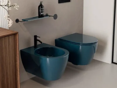 Κρεμαστή λεκάνη WC Τουαλέτας Glam Twist Glossy Ocean 50 cm από Υαλώδη πορσελάνη.