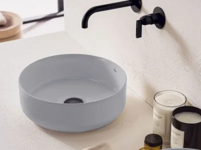 Επιτραπέζιος νιπτήρας μπάνιου Etna Stone Grey Matt 34036-440 με διάσταση Φ36cm.