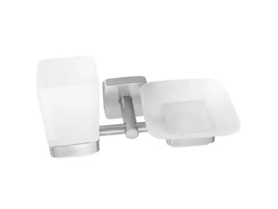 Ποτηρο / Σαπουνοθήκη Διπλή επιτοίχιας τοποθέτησης Quattro Inox 485399.