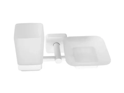 ΠοτηροΣαπουνοθήκη επίτοιχης τοποθέτησης Quattro 485366 White Matt.