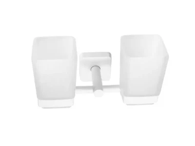 Ποτηροθήκη διπλή επίτοιχης τοποθέτησης Quattro 485566 White Matt.