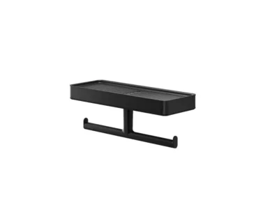 Χαρτοθήκη με Εταζέρα επιτοίχιας τοποθέτησης Geesa Inox Black Matt 800240-400