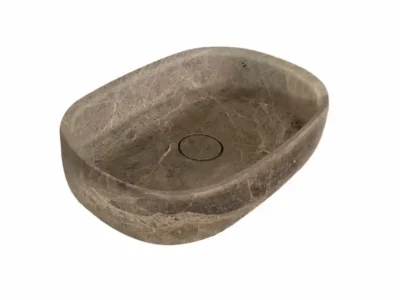 Επιτραπέζιος πέτρινος νιπτήρας μπάνιου Dune Emberador Dark DSB-55-523 55x38cm.