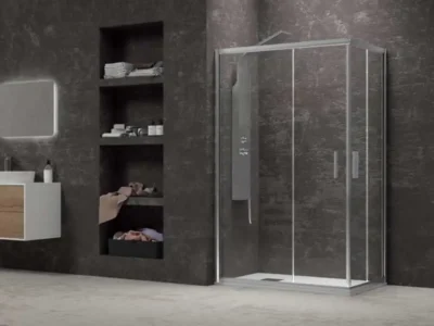 Ορθογώνια καμπίνα ντουζιέρας με Διαφανές κρύσταλλο ασφαλείας Efe 100 Silver 120x90cm