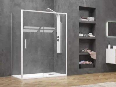 Ορθογώνια καμπίνα ντουζιέρας με Διαφανές κρύσταλλο ασφαλείας Efe 400 REC 140x70cm White Matt