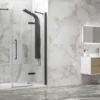 Καμπίνα ντουζιέρας από Τοίχο σε Τοίχο με Διαφανές Κρύσταλλο ασφαλείας Tinos CL-600 Black Matt 130cm.