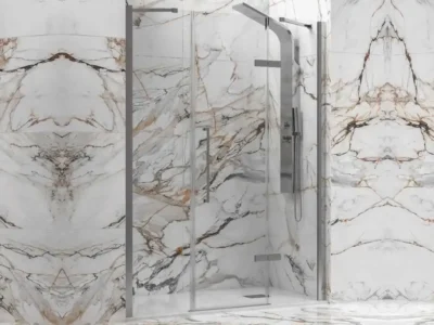 Καμπίνα ντουζιέρας από Τοίχο σε Τοίχο με Διαφανές Κρύσταλλο ασφαλείας Tinos CL-600A Inox Brushed 140cm.