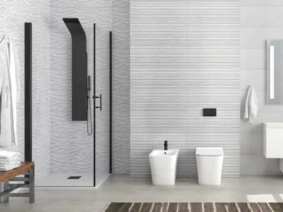 Ορθογώνια καμπίνα ντουζιέρας με Διαφανές κρύσταλλο ασφαλείας S28 REC Black Matt 85x70cm