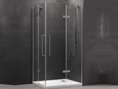 Ορθογώνια καμπίνα ντουζιέρας με Διαφανές κρύσταλλο ασφαλείας Tinos 100 CL Inox Brushed 110x100cm