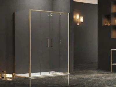 Ορθογώνια καμπίνα ντουζιέρας με Διαφανές κρύσταλλο ασφαλείας Efe 600 REC 160x90cm Gold Matt