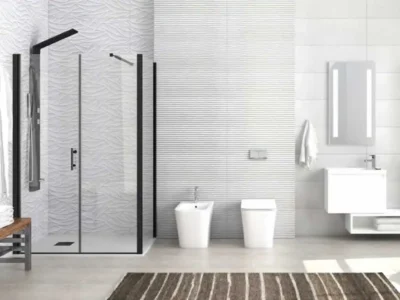 Ορθογώνια καμπίνα ντουζιέρας με Διαφανές κρύσταλλο ασφαλείας S5 REC Free-CL Black Matt 145x90cm